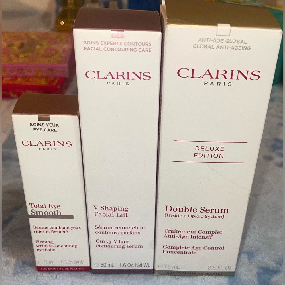 Clarins Double Serum, V Shaping Serum & Total Eye Smooth and Firm Cream